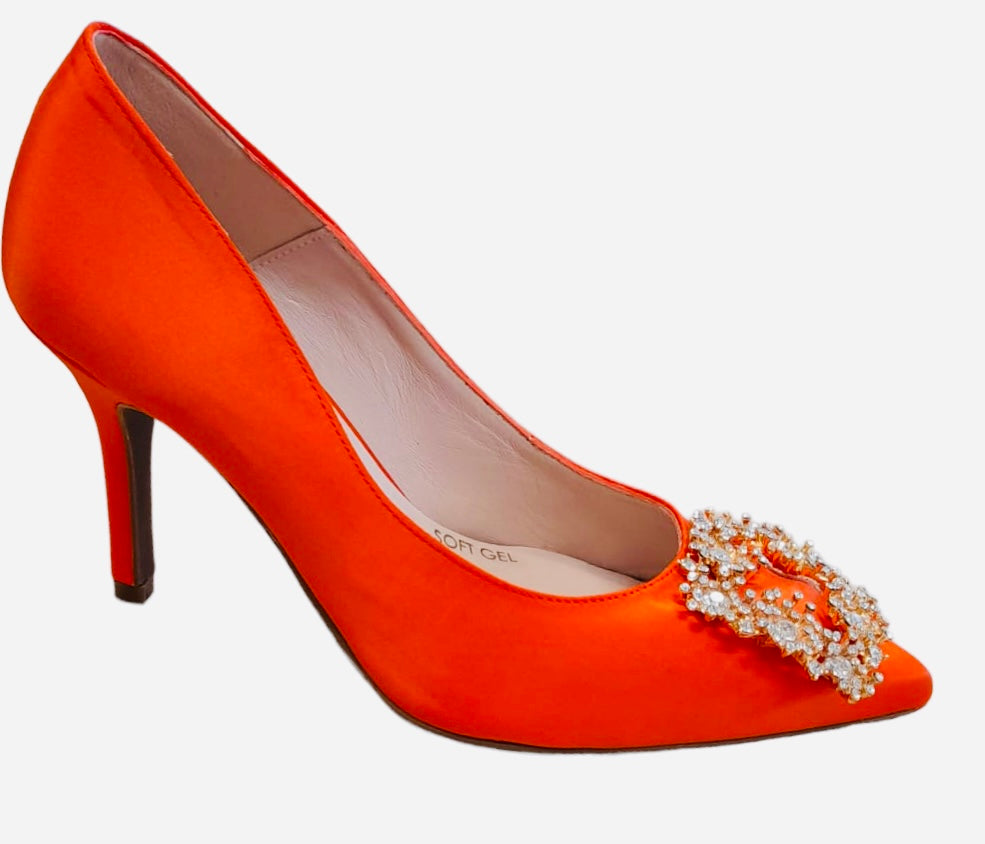 Marian orange satin court shoe