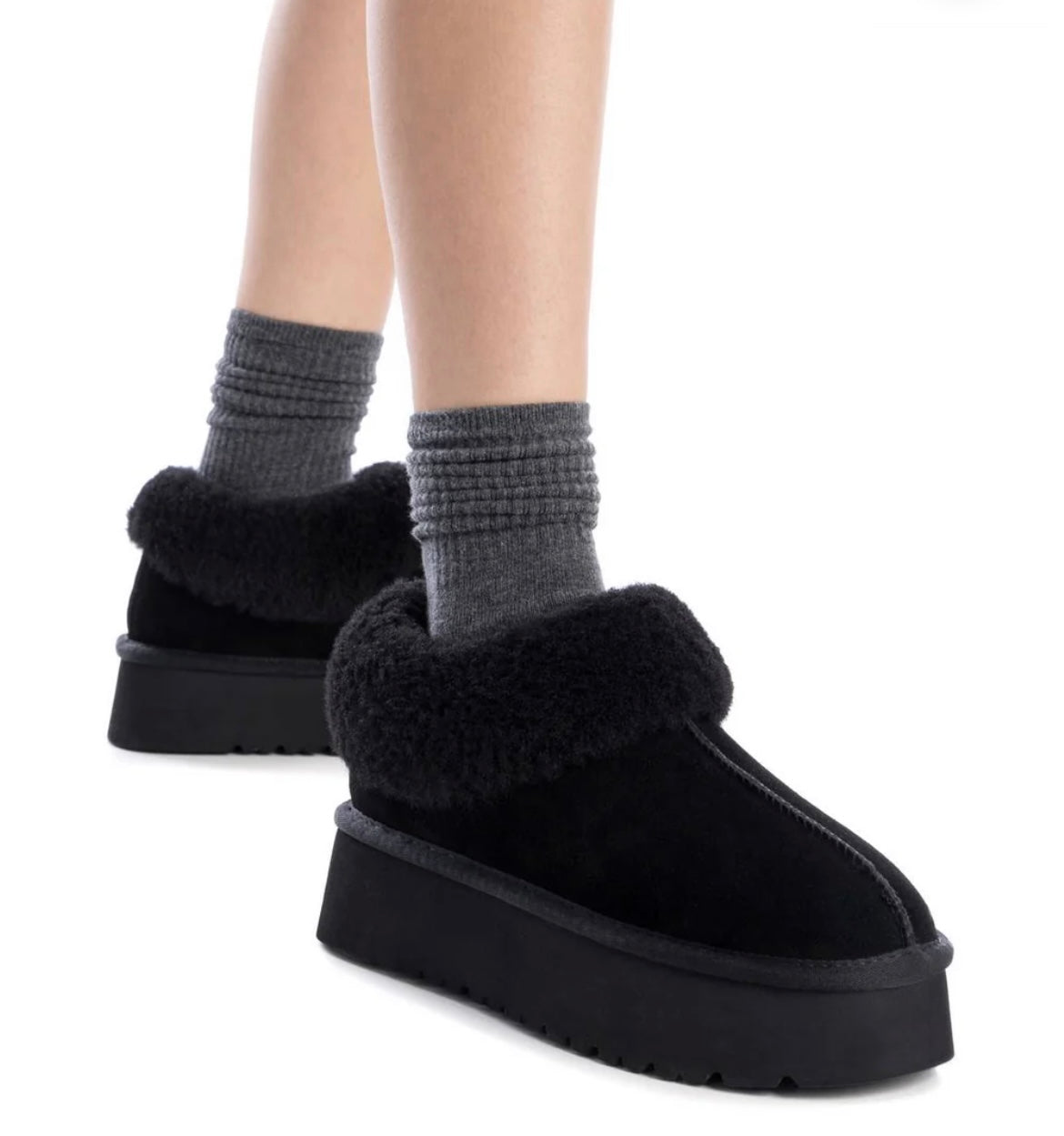 Carmela black  suede platform boot/slippers