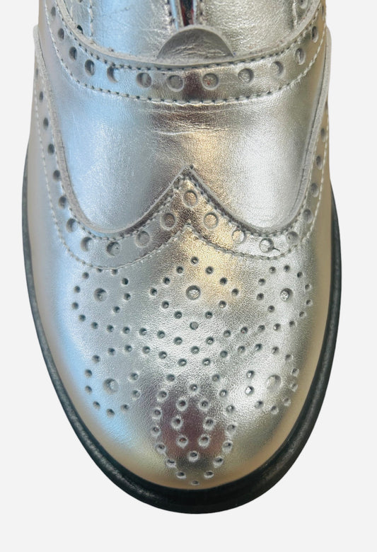 Marco Moreo silver leather  brogue