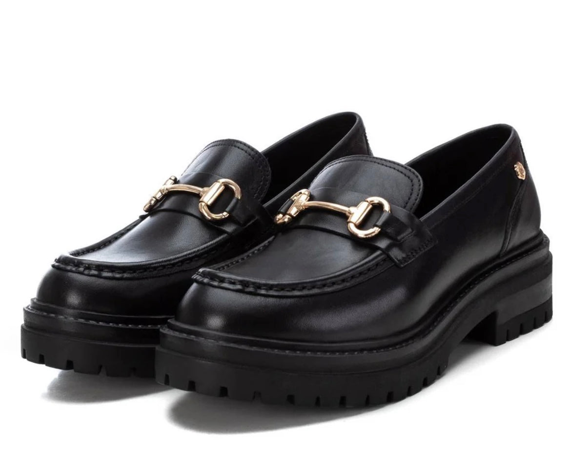 Carmela black leather moccasins