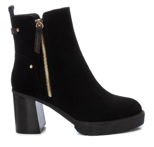 Carmela black split leather ankle  boots