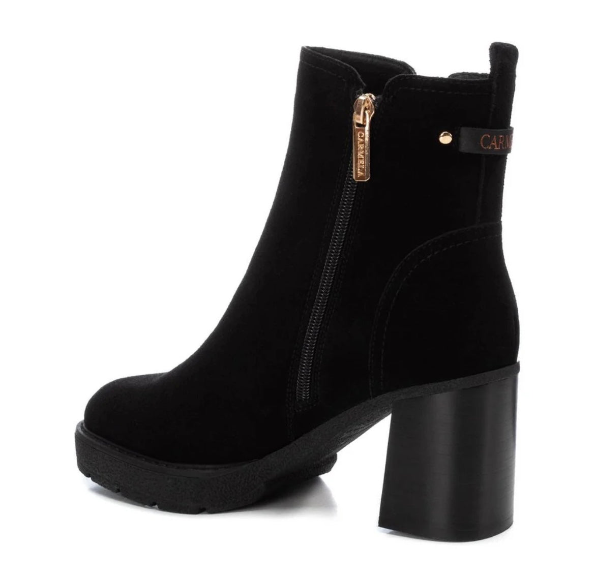 Carmela black split leather ankle  boots