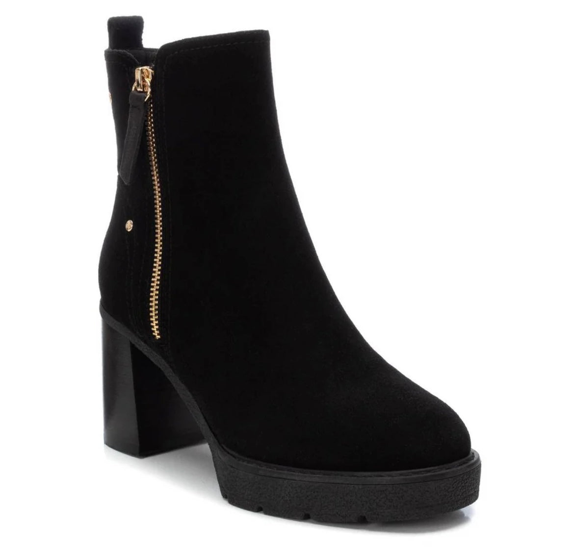 Carmela black split leather ankle  boots