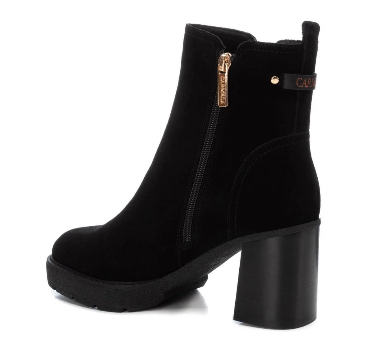 Carmela black split leather ankle  boots