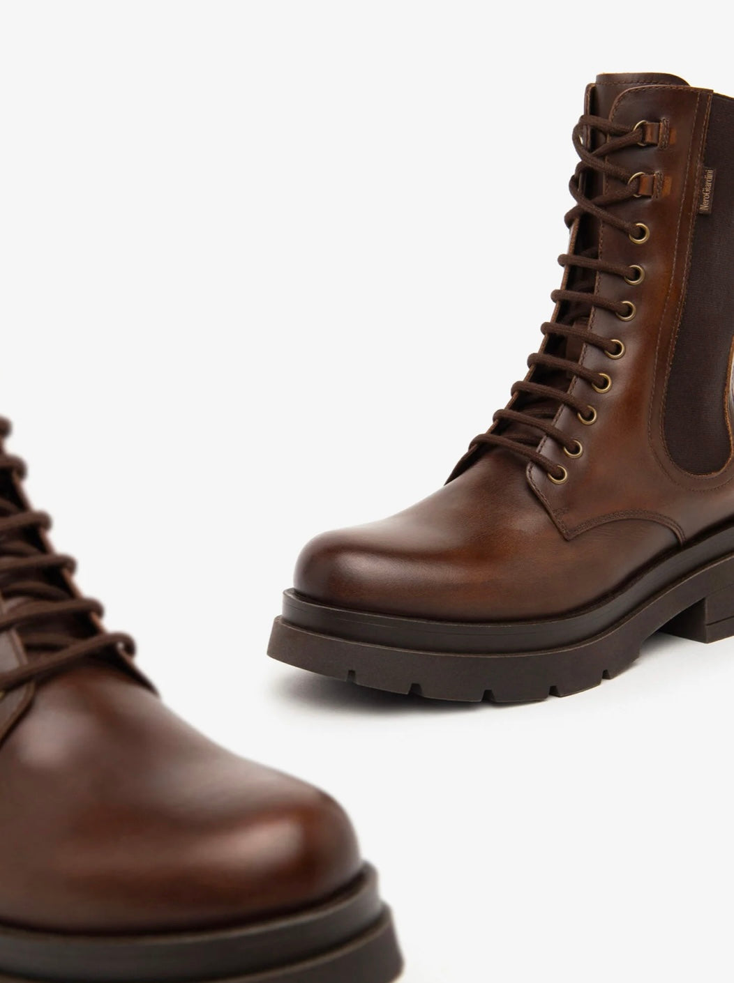 Nerogiardini brown leather laced up boots