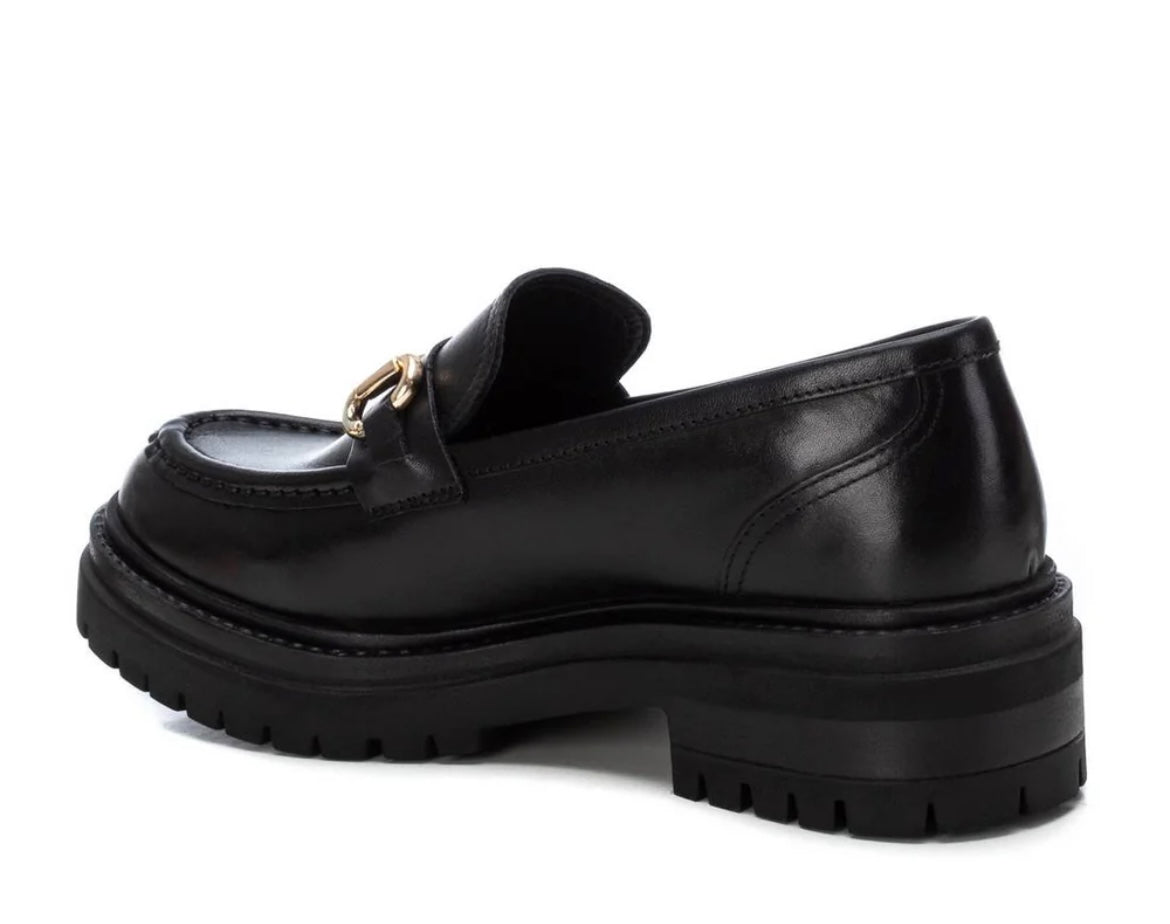 Carmela black leather moccasins