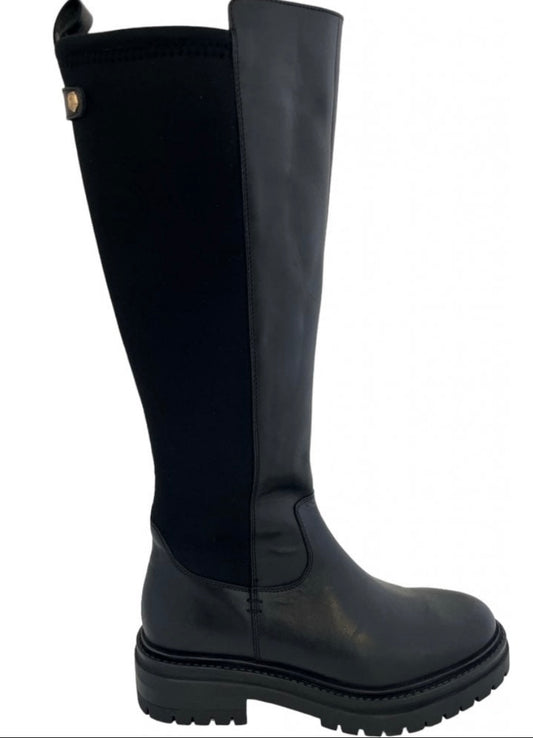 Carmela black leather knee high boots