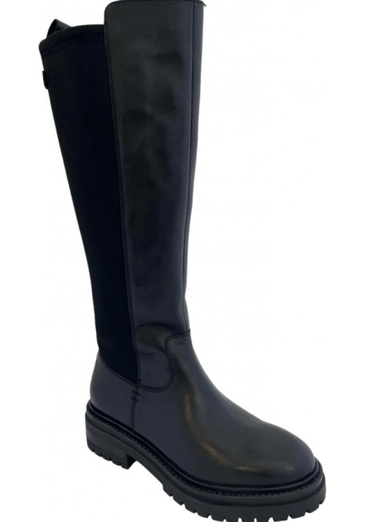 Carmela black leather knee high boots