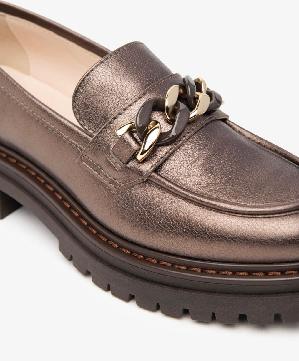 Nerogiardini bronze leather loafer