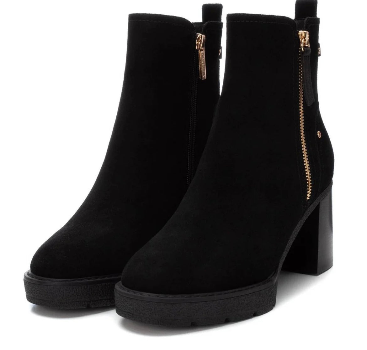 Carmela black split leather ankle  boots