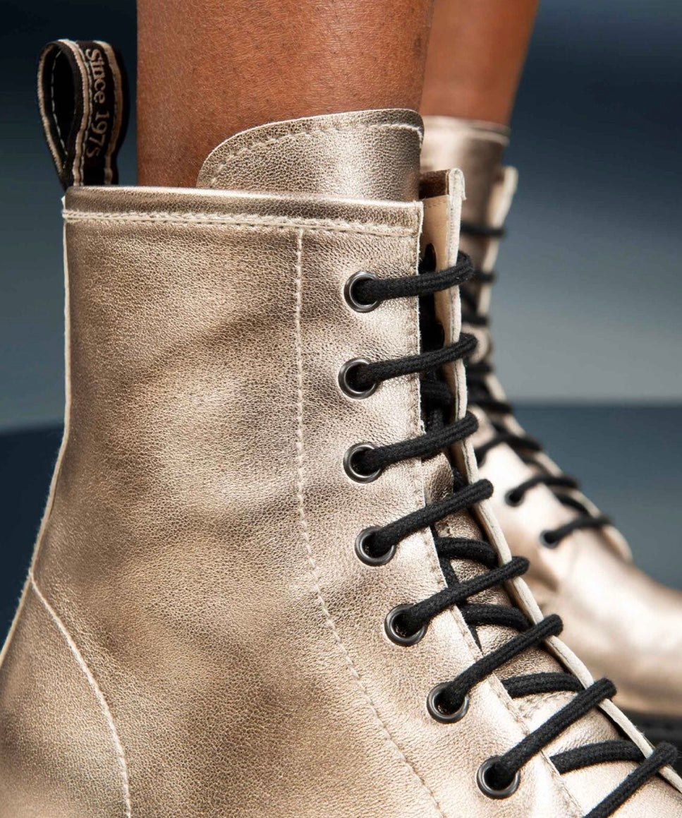 Metallic lace up boots hotsell