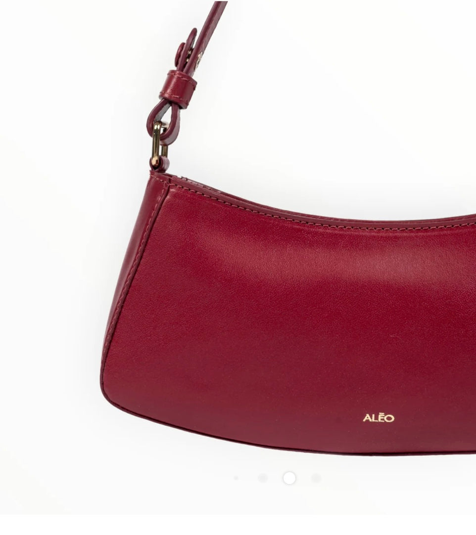 ALĒO Maria cranberry leather shoulder bag