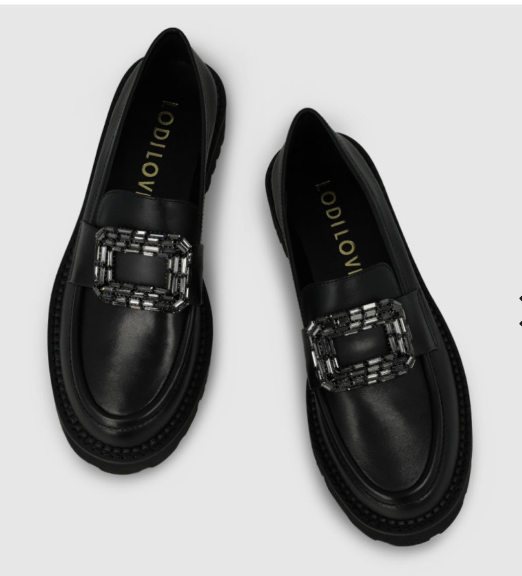 Lodi black leather loafer