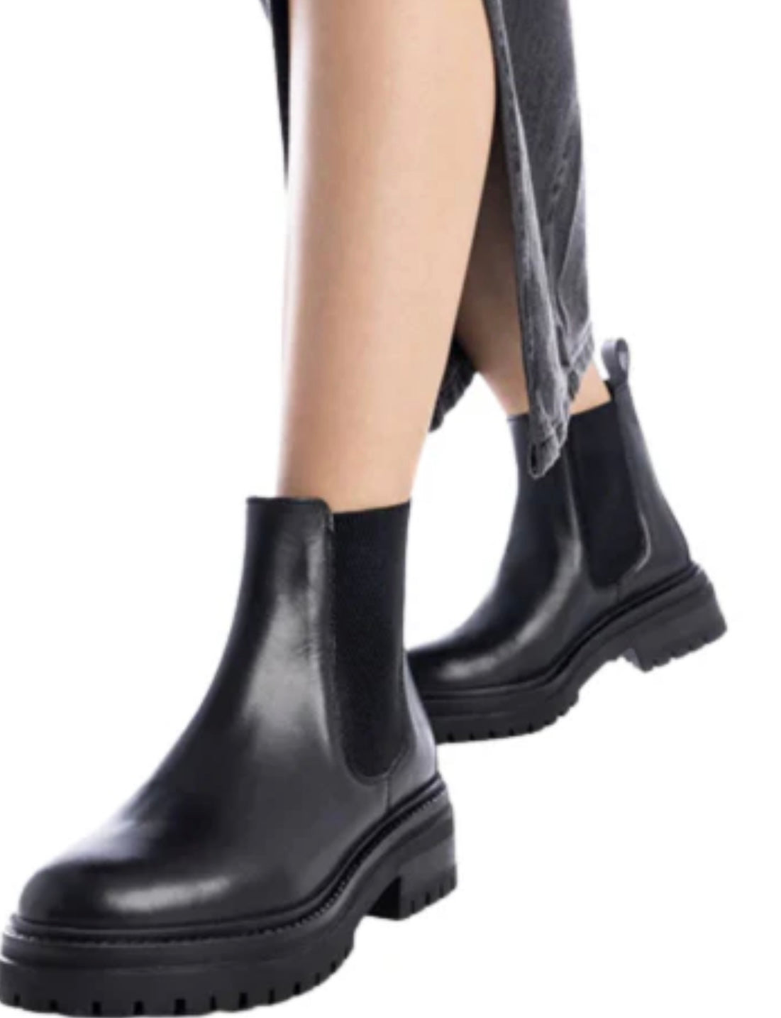 Carmela black leather ankle boots