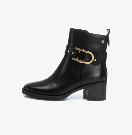 Carmela black leather ankle boots