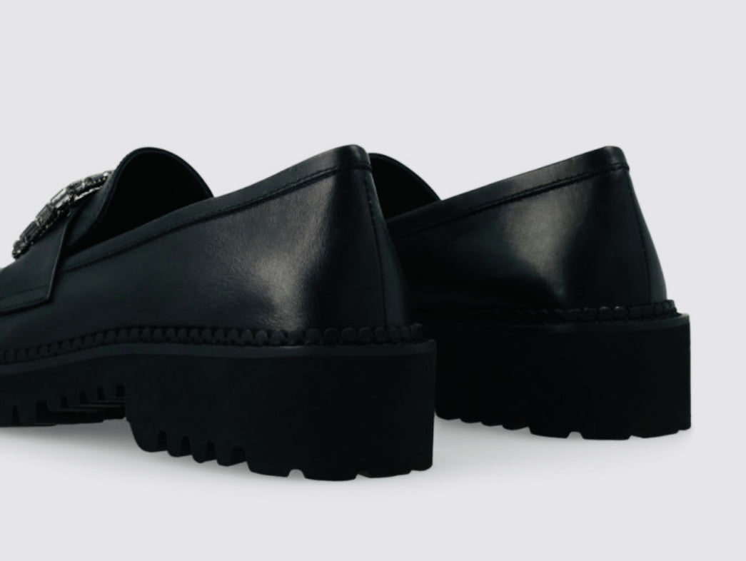 Lodi black leather loafer