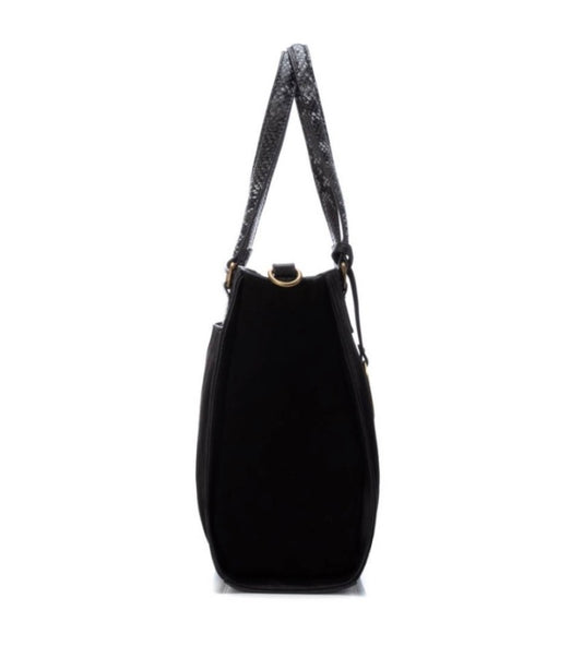 Carmela black suede Tote  bag