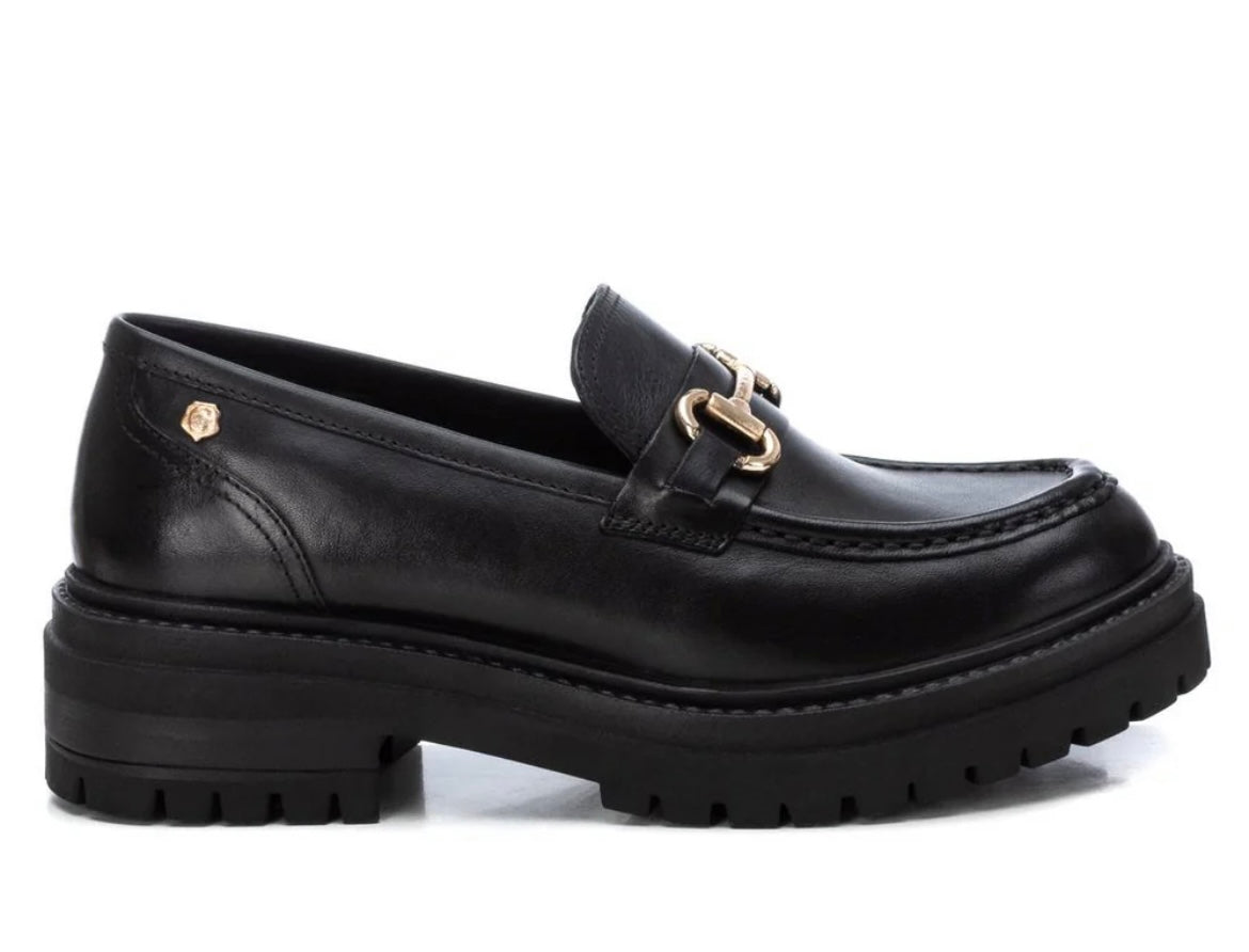 Carmela black leather moccasins