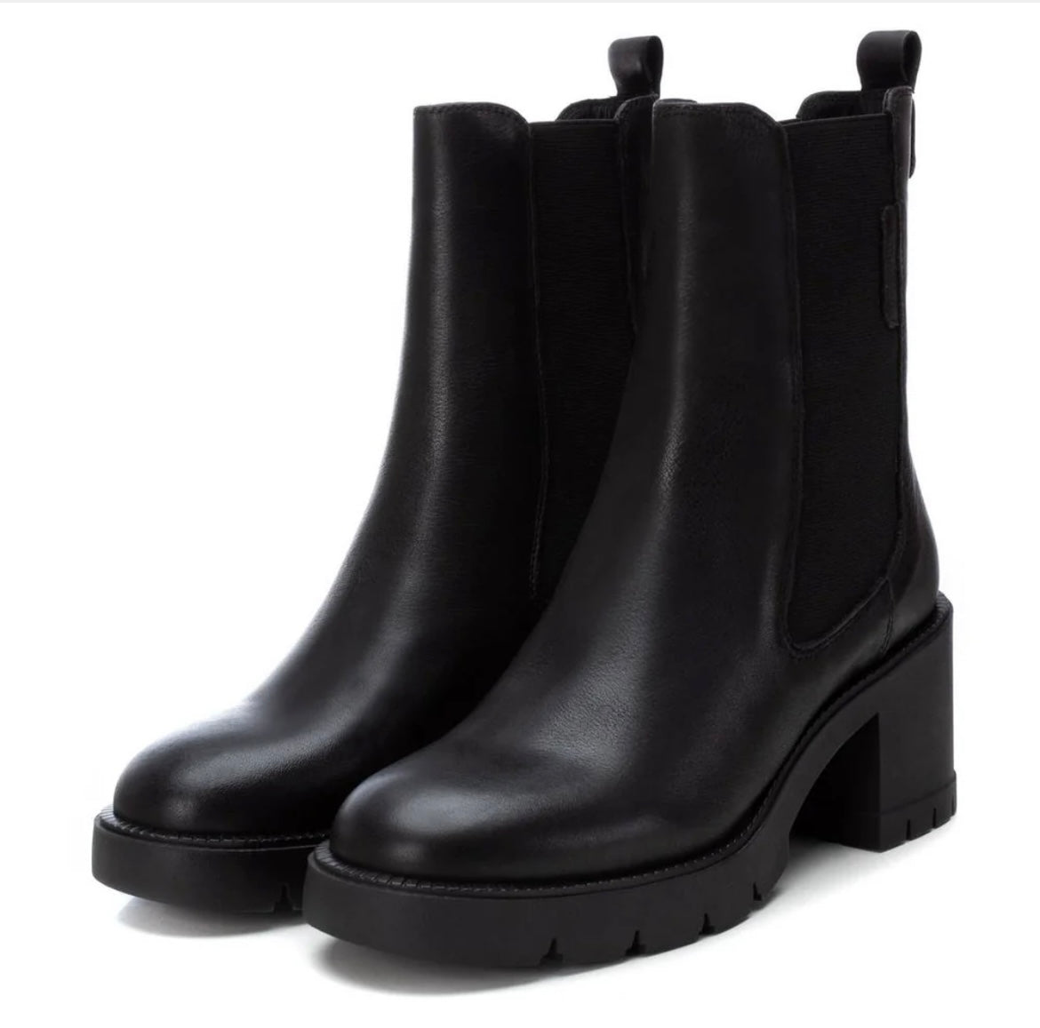 Carmela black leather ankle  boots